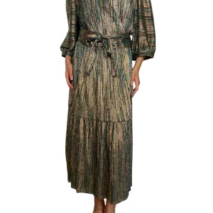 Vestido Wrap Fibras Metalizadas