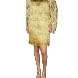 Vestido Tejido Con Flecos